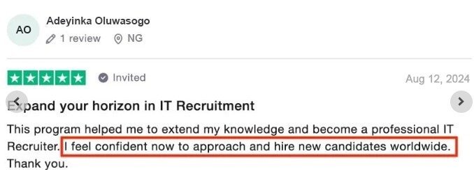 Five-star Trustpilot review of Recruitment Skul