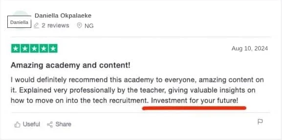 Five-star Trustpilot review of Recruitment Skul